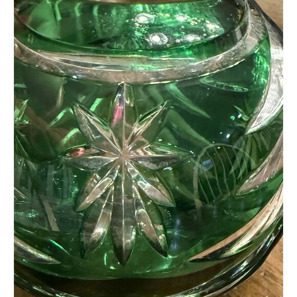 VINTAGE LENOX EMERALD GREEN CUT GLASS CRYSTAL BOWL - Picture 4 of 5